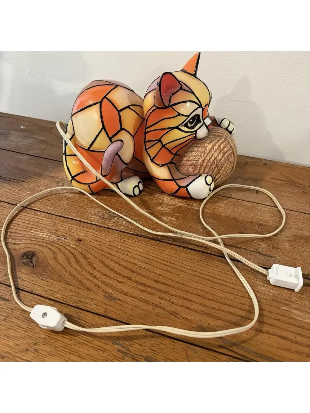 Bradford Exchange The Cat’s Meow Tiffany Style Vinyl Lamp Tested Works COA 2010